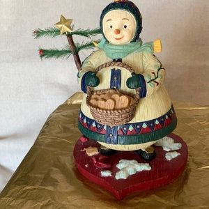 Vintage and rare Kathy Killip snow woman with cookies holiday decor